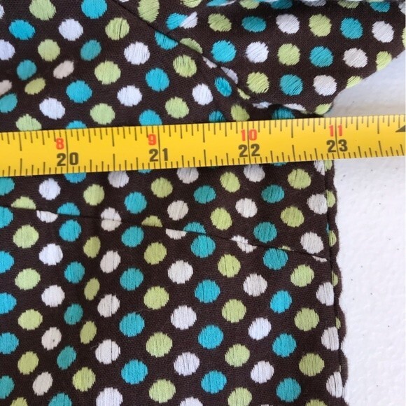 RQT Brown Embroidered White Aqua Polka Dot Pearl Button Jacket Women Size 14 - Picture 7 of 16